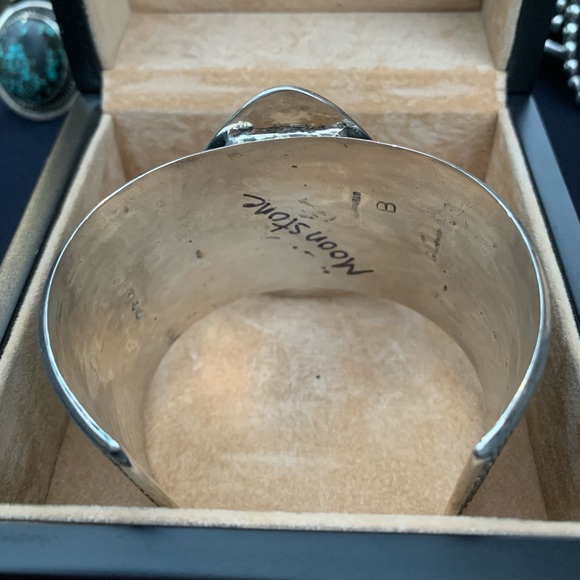 Native American Sterling moonstone bracelet 925 - Picture 6 of 7